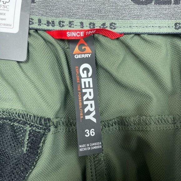 Gerry Tech Mens Stretch Shorts Size 36 Olive Green UPF 30+ Protection a0037 - Picture 3 of 6